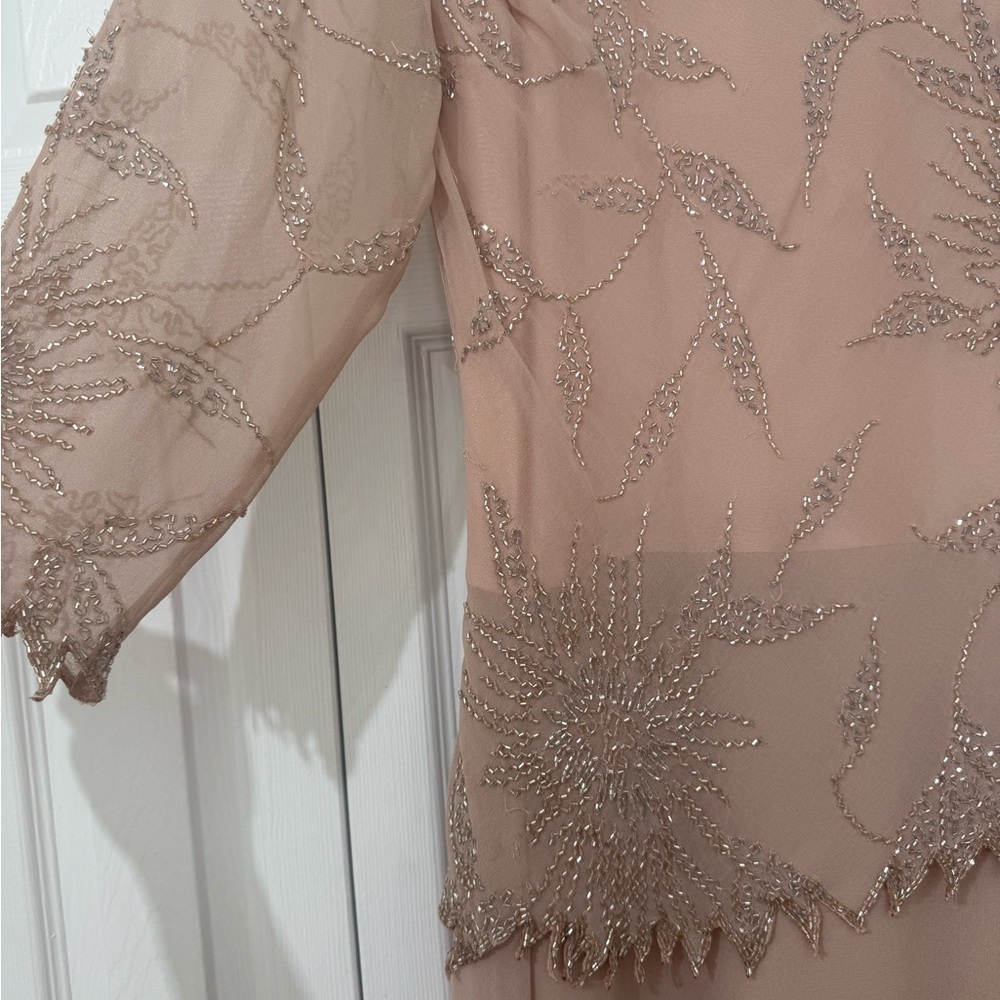 Elegant Beige Embellished Dress